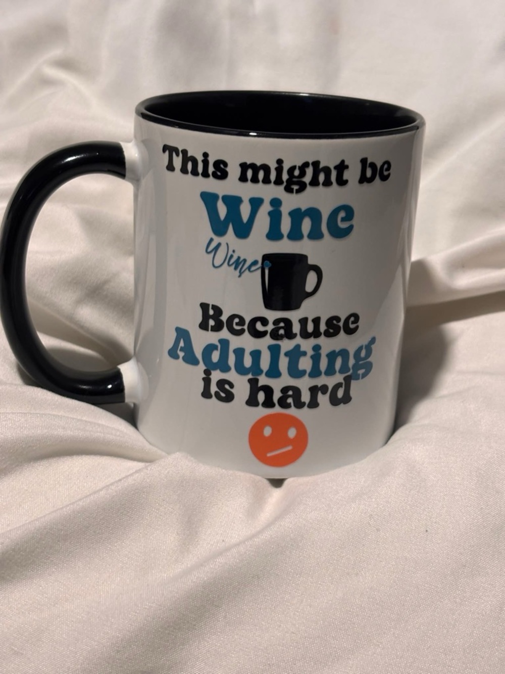 This Might Be Wine Because Adulting Is Hard Ceramic Mug - Black & Blue
